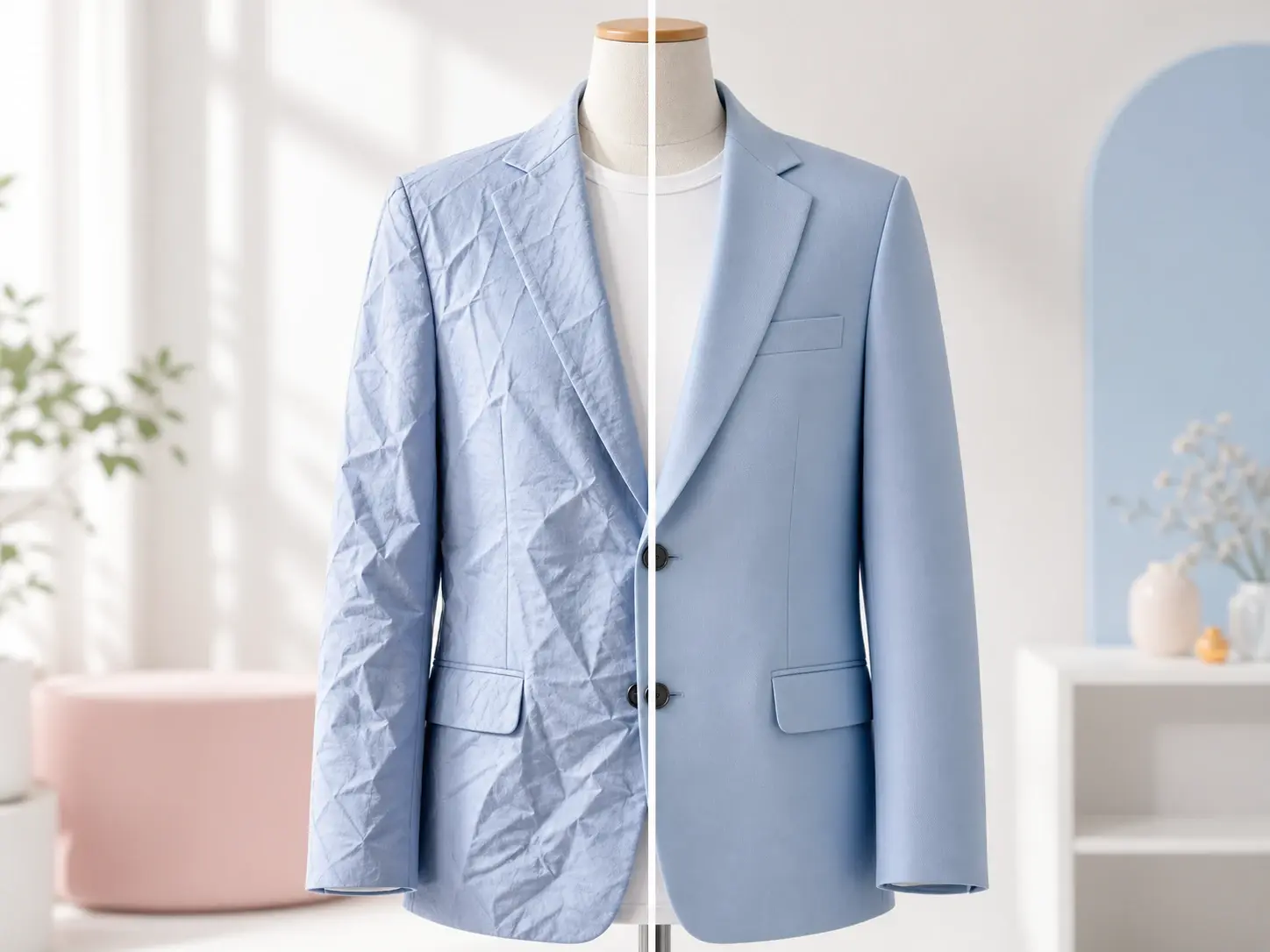 Deep fold repair shown on a jacket inside the Clothes Wrinkle Remover preview panel