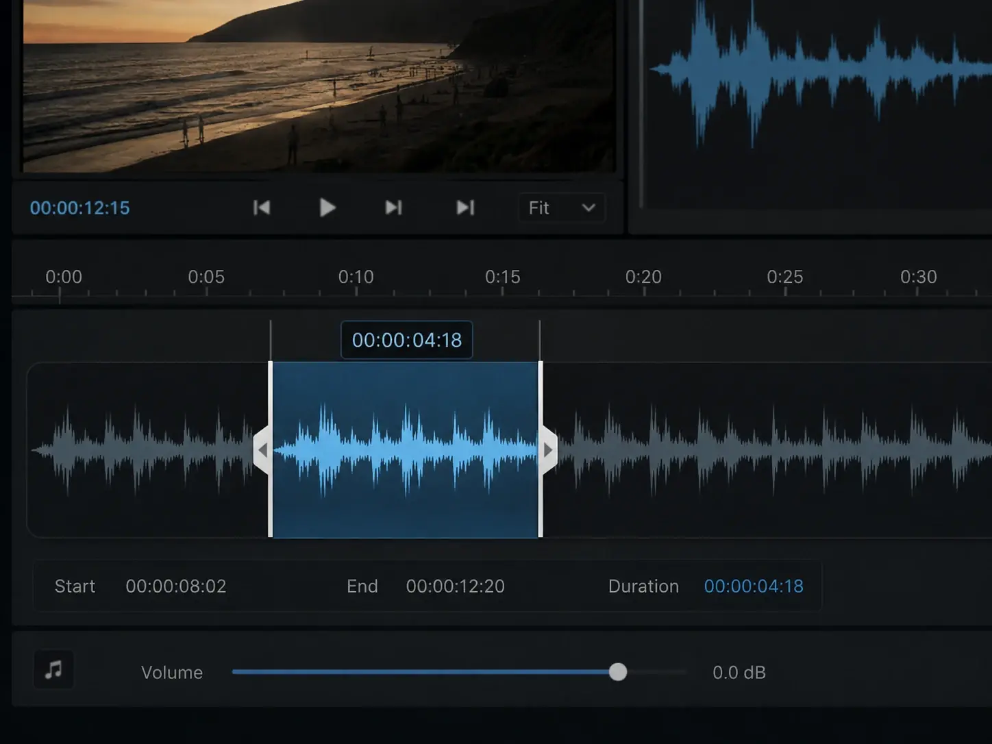 Længdeskyder der tilpasser en score til et kort klip i en ai musik generator