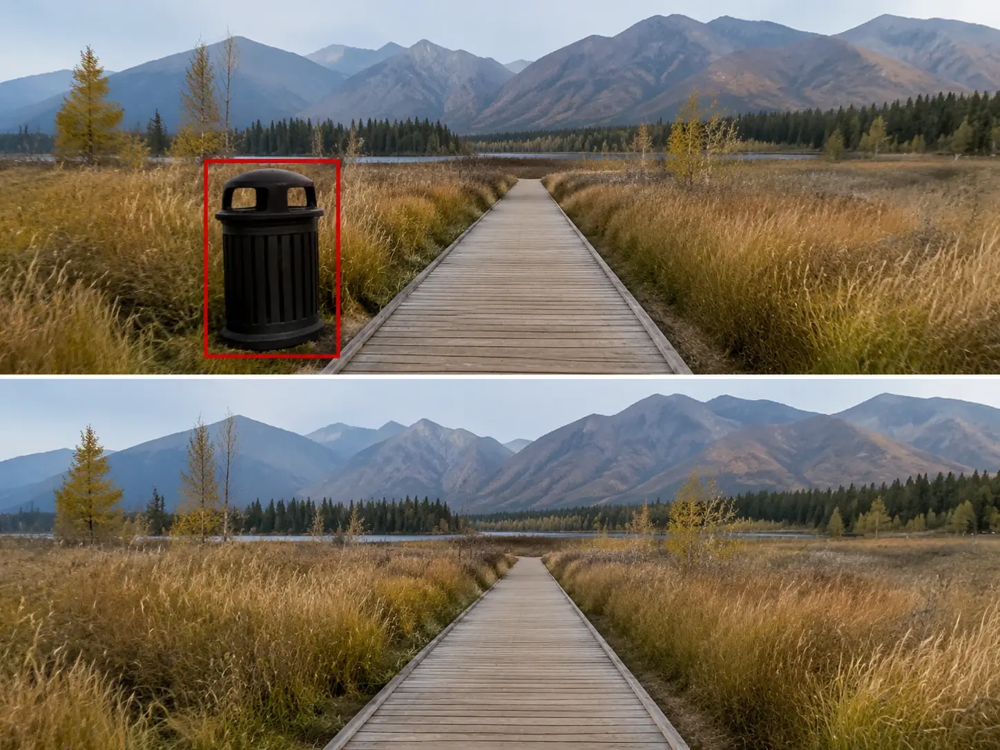 Smart object cleanup in the AI video editor removing an item from a moving clip