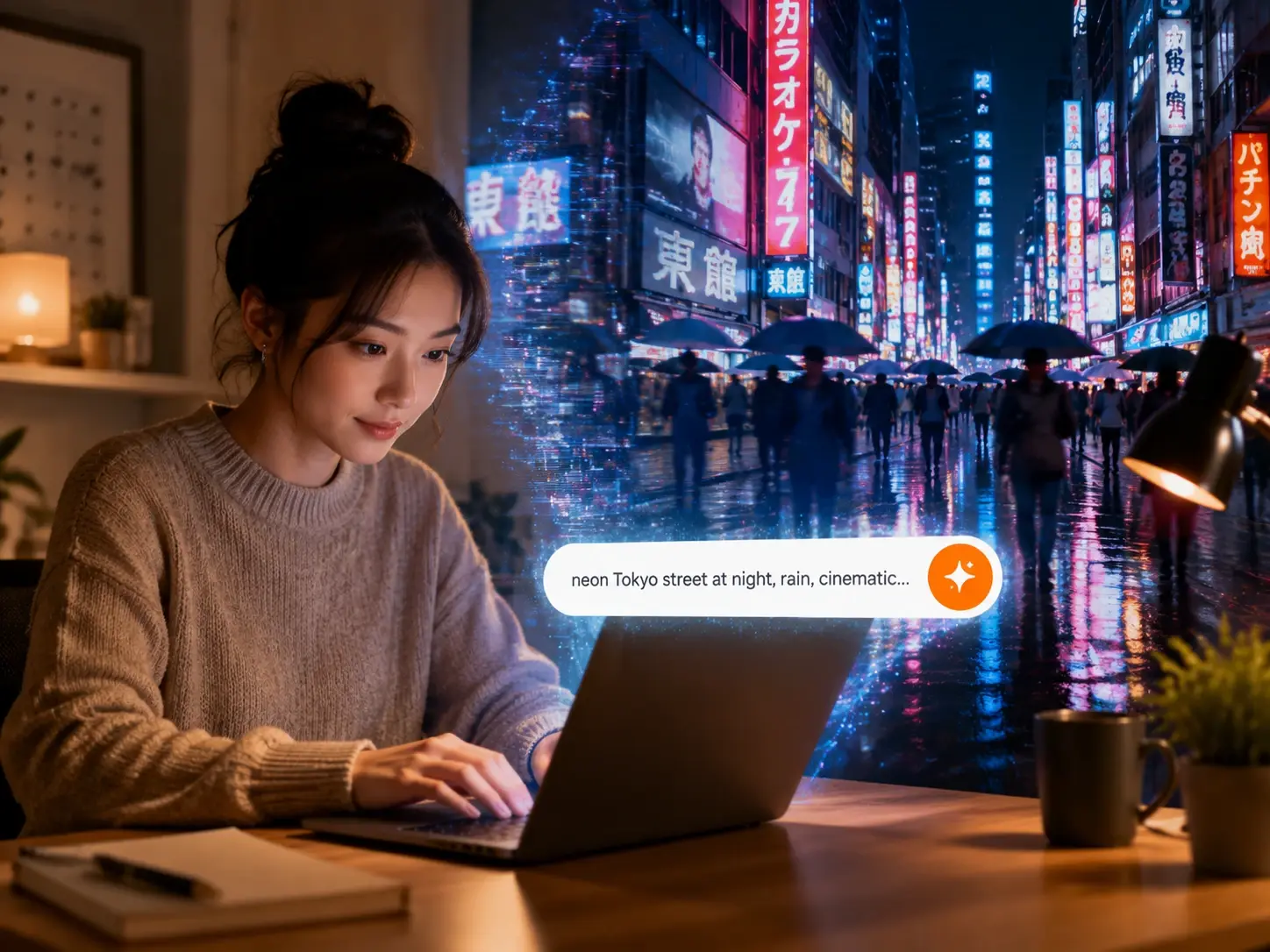 Free AI Video Generator from Text workspace preview in VEME