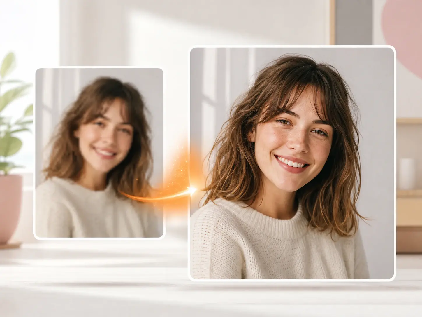 Low resolution photo restored and enlarged by the AI image editor for a poster print