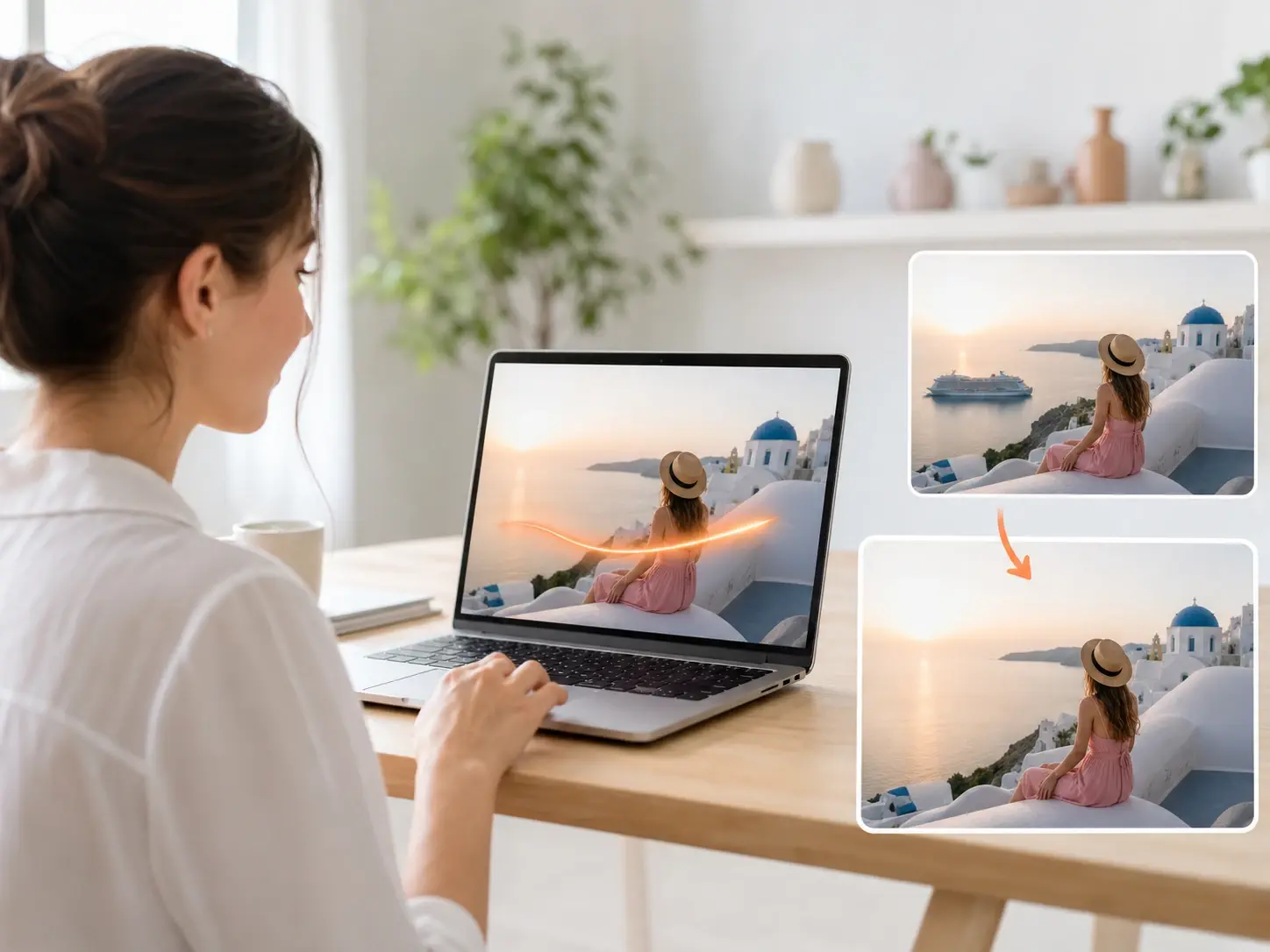 Creator drafting a fresh scene from a prompt in the AI image editor on a laptop