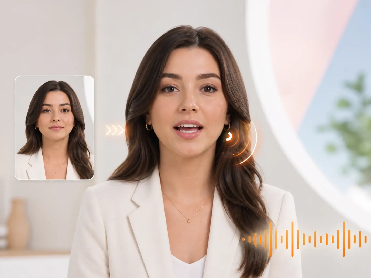 Brand spokesperson avatar delivering a script with the lip sync tool for a campaign post