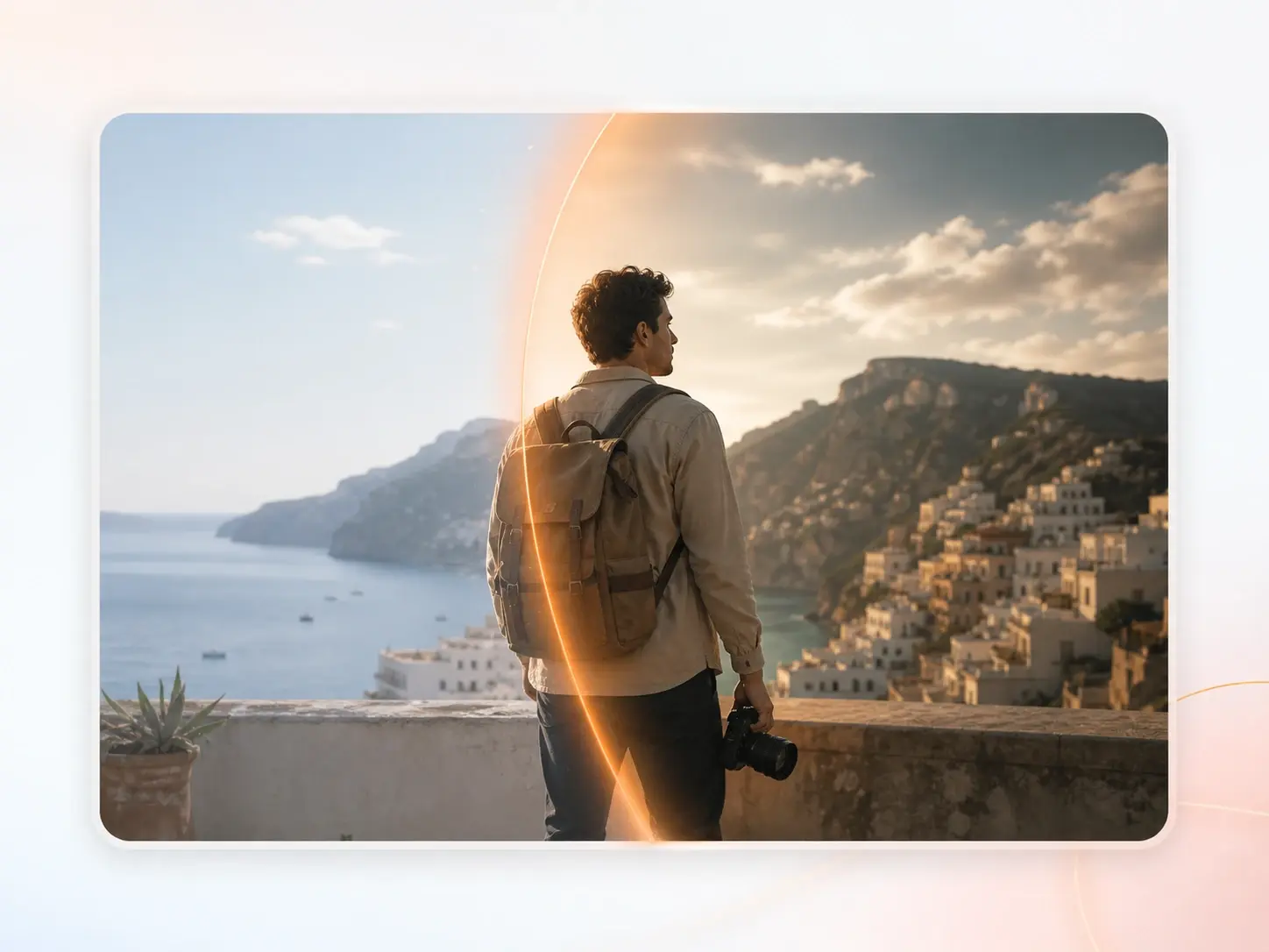 Travel clip given a cinematic film grade through video style transfer for a directed short