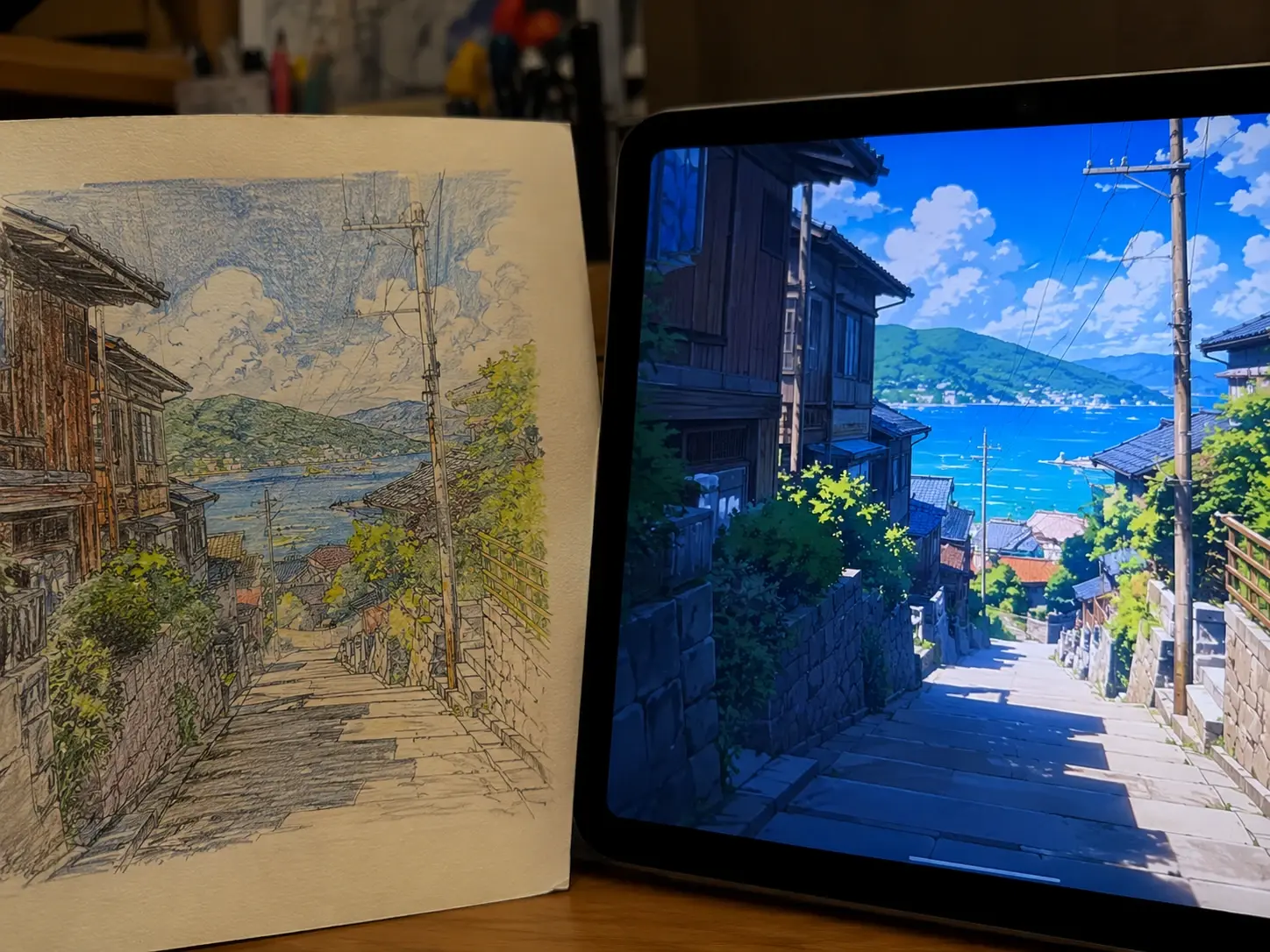 Flat illustration animated into a moving anime scene with the AI video generator