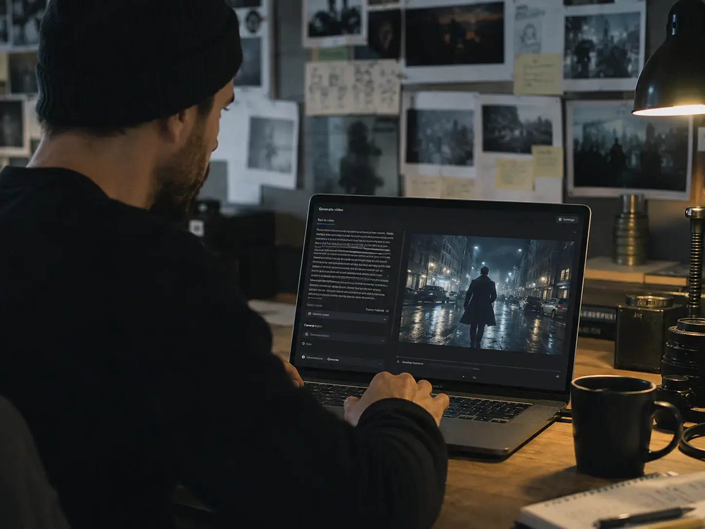 Stilvalg for filmatisk og anime i en ai videogenerator vist på flere klipp